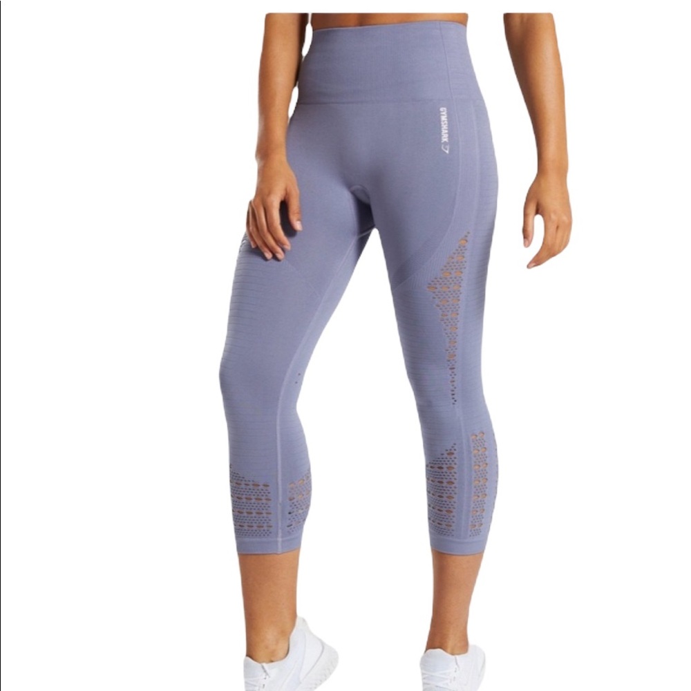 Gymshark Steel Blue Energy Seamless Cropped Leggings. Size Small